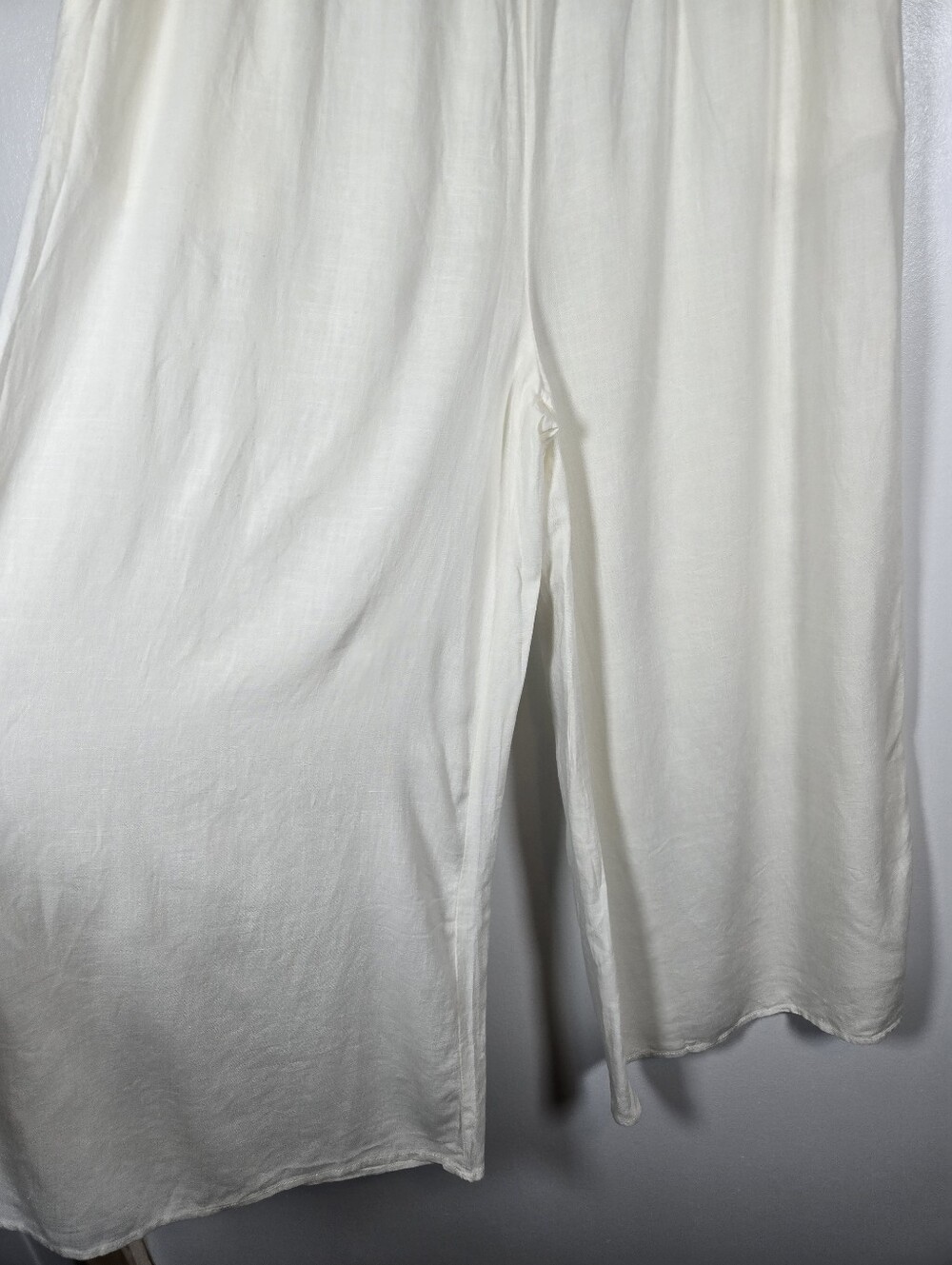 Hunter & Brown Off White Linen Blend Lightweight Wide Leg Pants Size Large - Picture 6 of 13